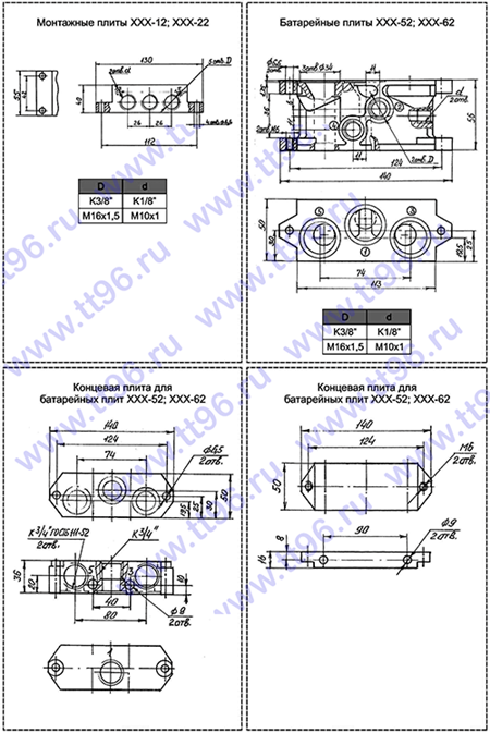 5Р 211-02, 5Р 213-02, 5Р 231-02, 5Р 233-02, 5Р 212-02, 5Р 332-02, 5Р 212-02, 5Р 232-02, 5Р 2311-02, 5Р 331-02  Батарейные плиты: ХХХ-55, ХХХ-62  Концевые плиты для батарейных плит: ХХХ-52, ХХХ-62  Монтажне плиты: ХХХ-12, ХХХ-22