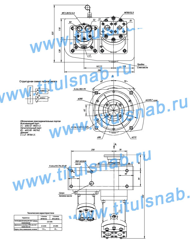 Характеристики АН 122.80/32 Струтура обозначения    Габаритные и присоеденительные размеры