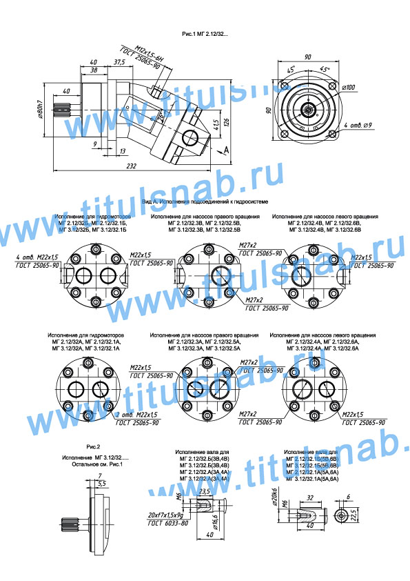 Характеристики МГ 12/32  Струтура обозначения  Габаритные и присоеденительные размеры