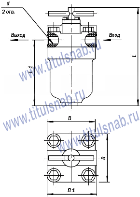 Размеры фильтров 10-80-1, 16-80-1, 25-80-1, 40-80-1, 16-125-1, 25-125-1, 40-125-1, 63-125-1